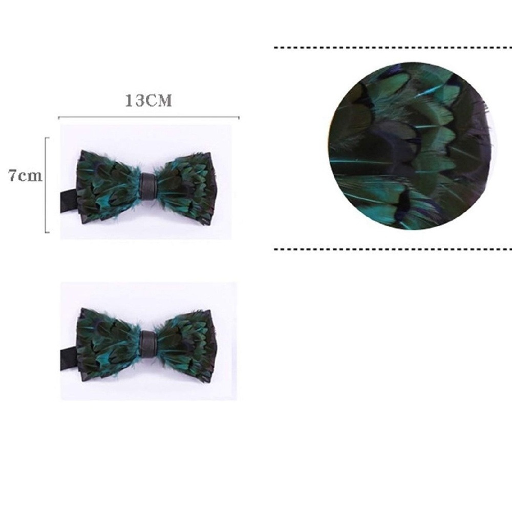Mens Feather Leather Pre Tied Handmade Bow tie - Picture 3 of 3